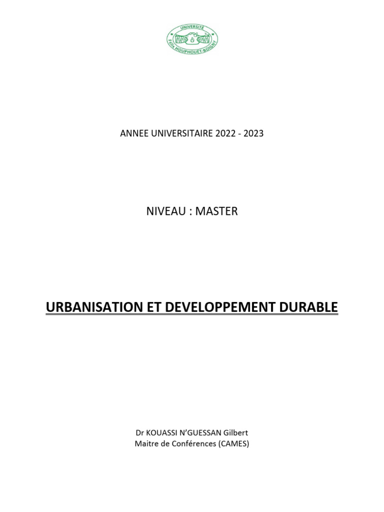Urbanisation et développement durable | PDF | Développement durable ...