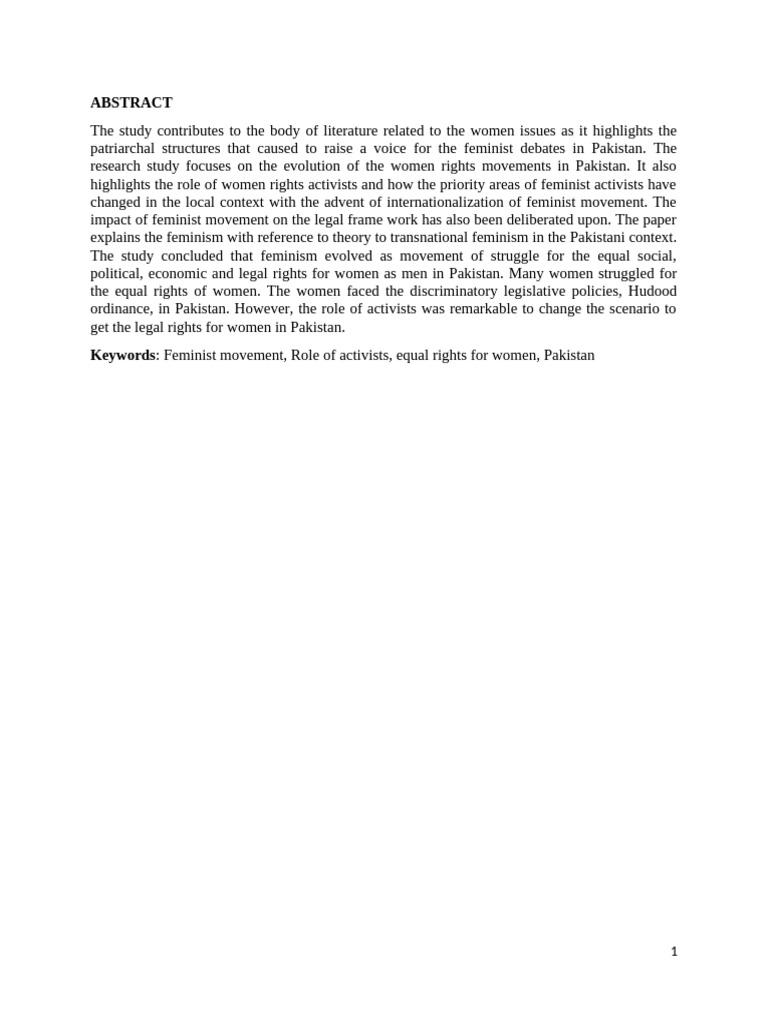 Feminism in Pakistan | PDF