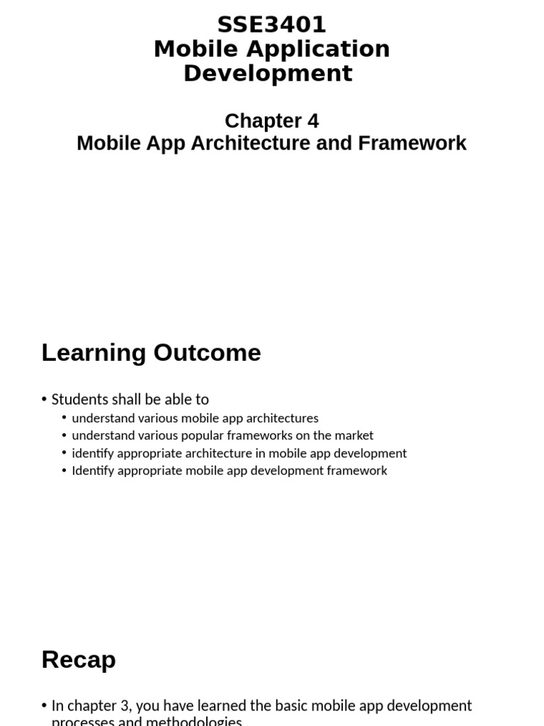 Chapter 4 Mobile App Architecture and Framework | PDF