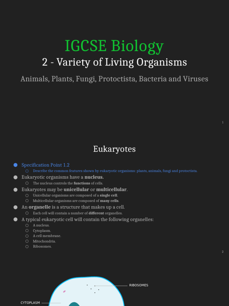 IGCSE Biology Lecture 2 Variety of Living Organisms | PDF