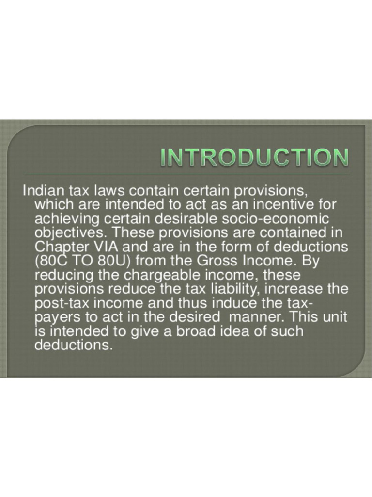 Deduction Under Sec. 80 | PDF