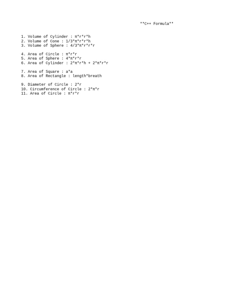 C++ Formula | PDF