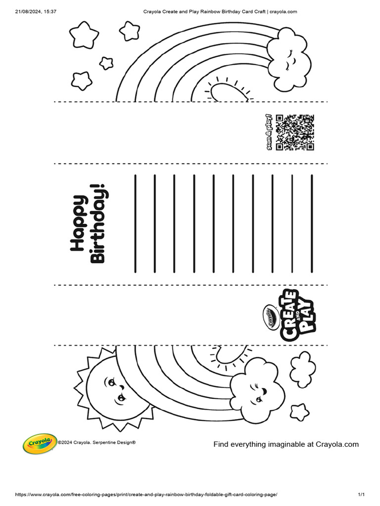 Crayola create and play rainbow birthday card craft crayola pdf