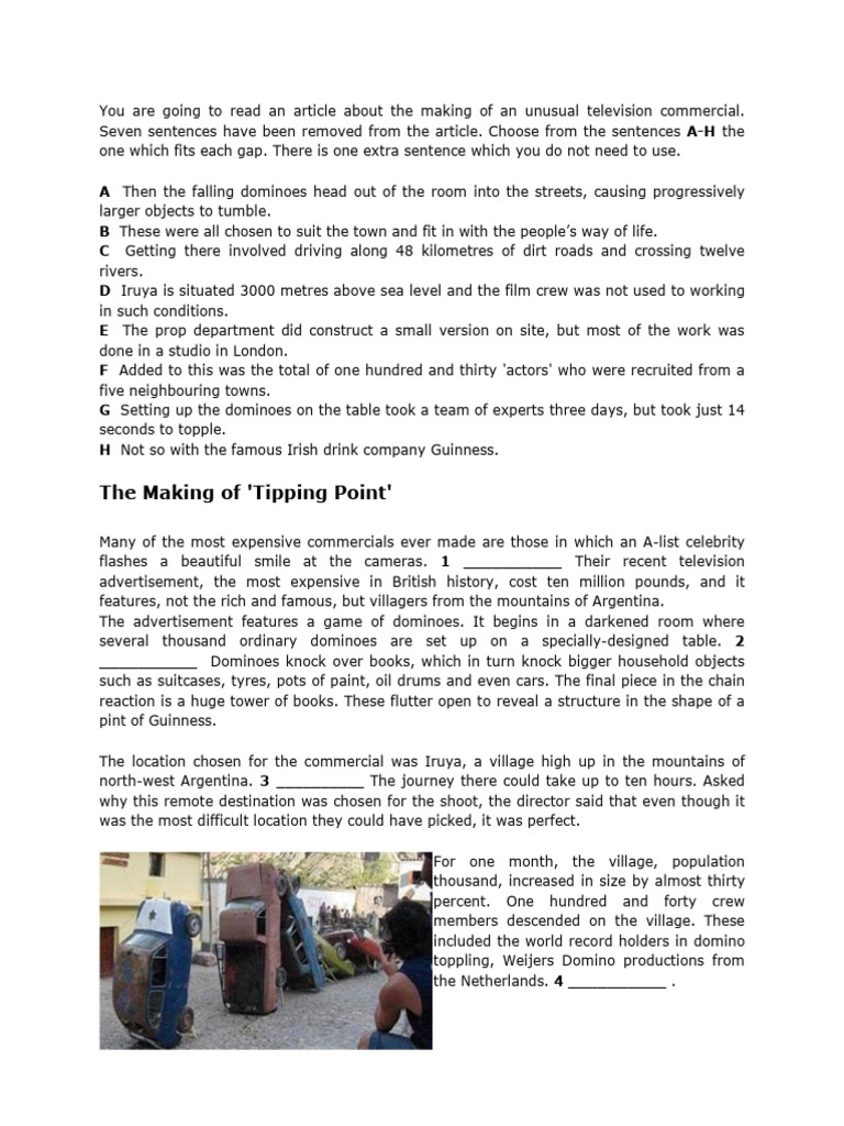 Guinness Ad: Making of 'Tipping Point' | PDF