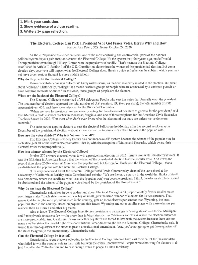 Electoral College Pdf