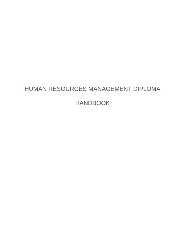 Human Resources Management Diploma Pdf