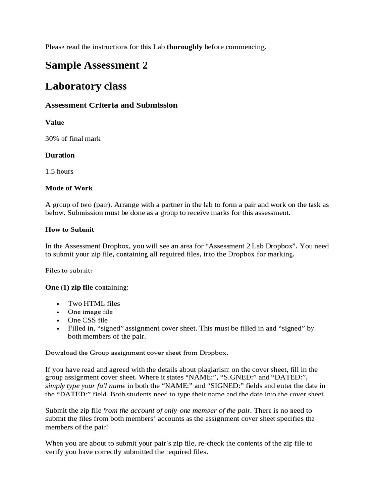 Sample Assessment2Lab | PDF