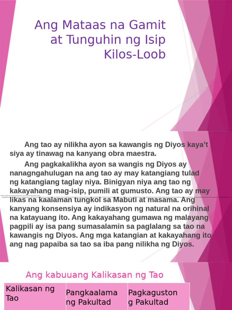 PPT2 Ang Mataas Na Gamit at Tunguhin NG Isip | PDF