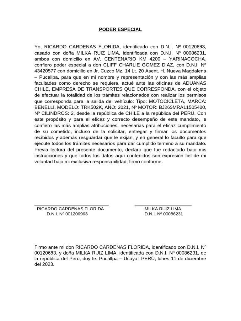 Poder Especial - Ricardo Cardenas Florida | PDF