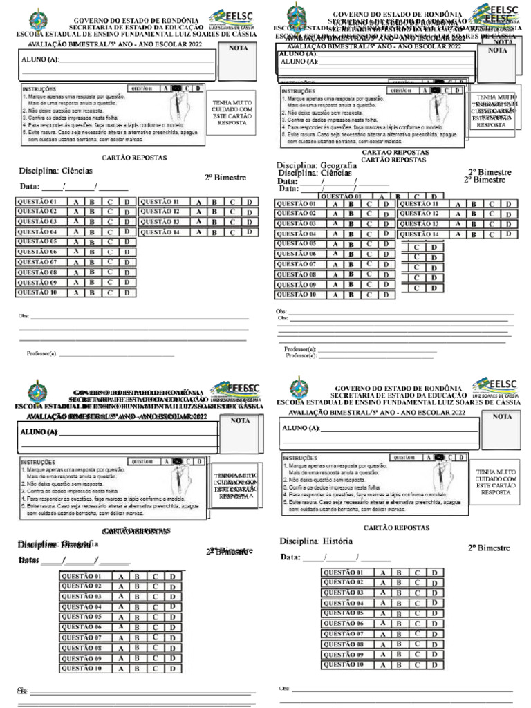 Cartão Respostas | PDF