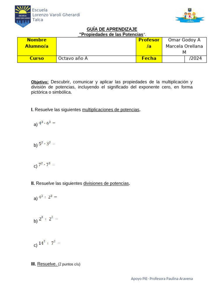 Potencias Guía Pdf
