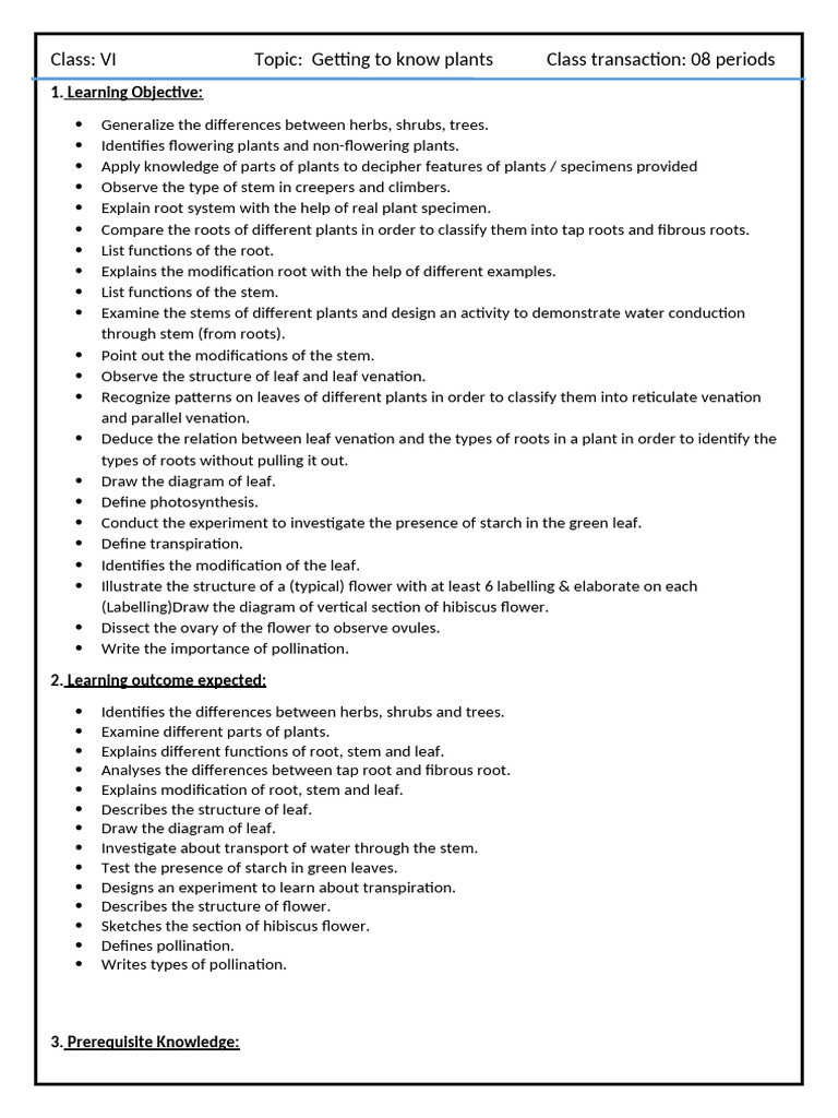 Lesson Plan VI Getting To Plants-1 | PDF