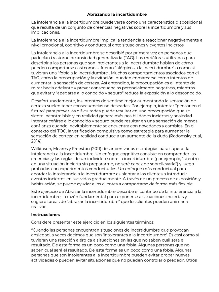Abrazando La Incertidumbre | PDF