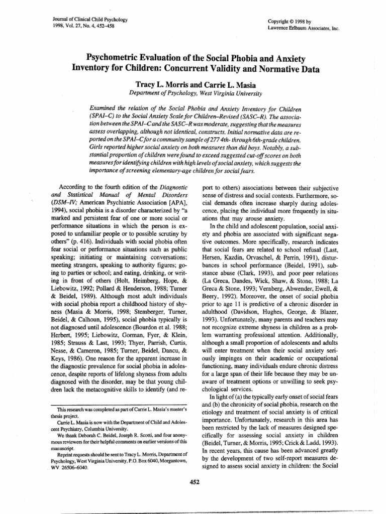 Psychometric Evaluation of The Social PH | PDF