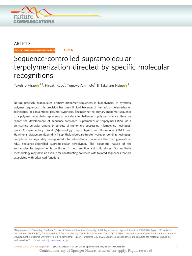 Sequence-Controlled Supramolecular Terpolymerizati | PDF