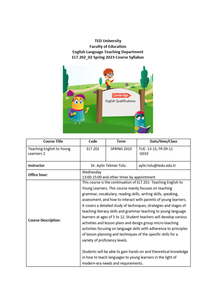 Syllabus Spring - 2023 - Young Learners 2 | PDF