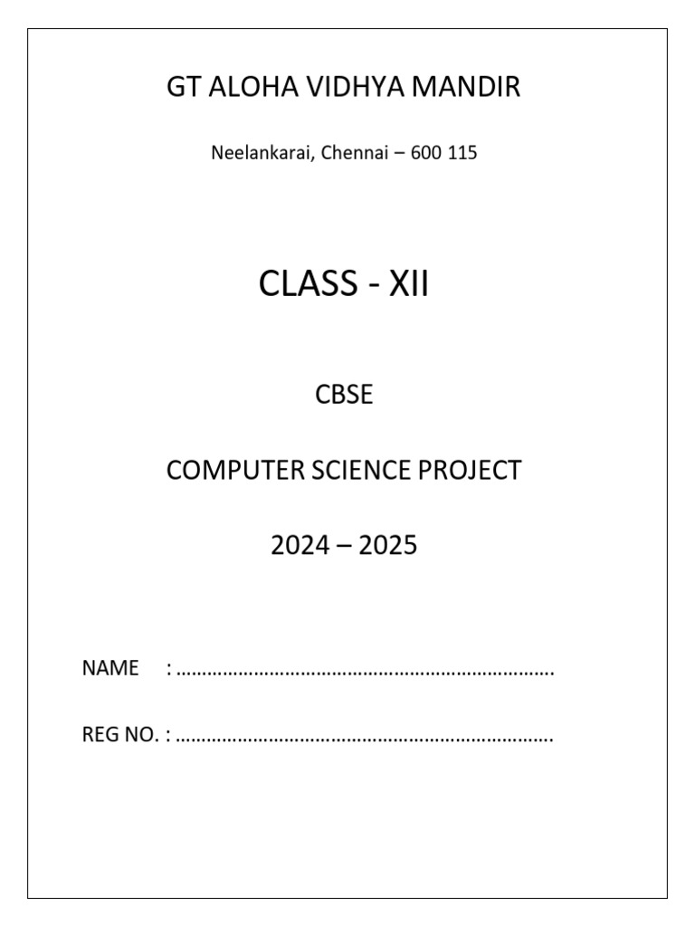 Computer Science Projectr | PDF