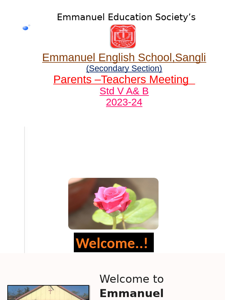 Welcome To Emmanuel English Schools Standard V Parent Orientation ...
