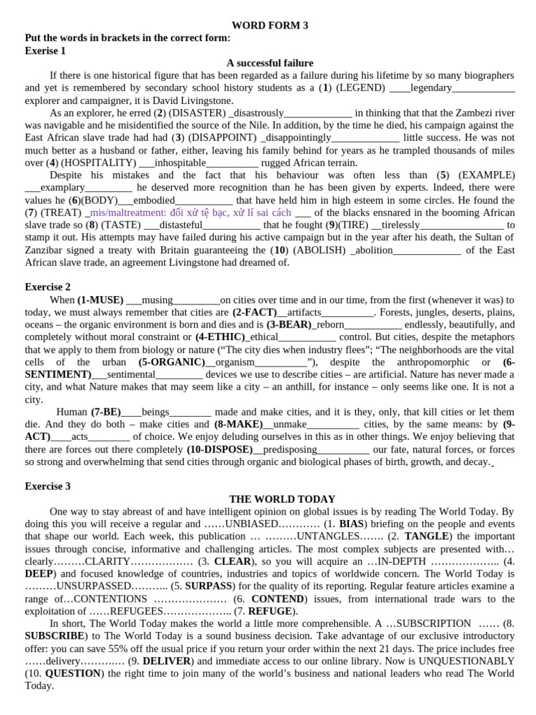 Word Form 3 | PDF