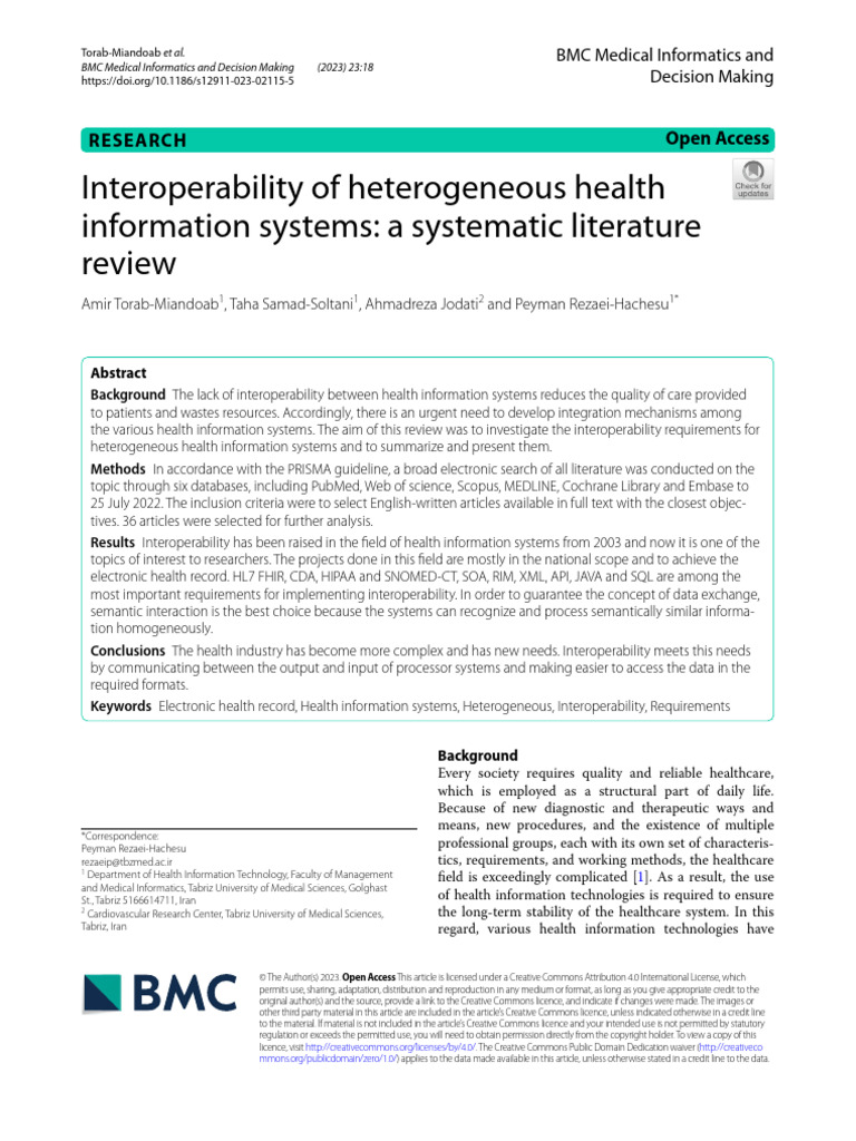Interoperability in Healthcare Information Systems | PDF