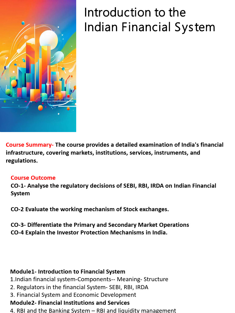 Introduction to the Indian Financial System 1 | PDF