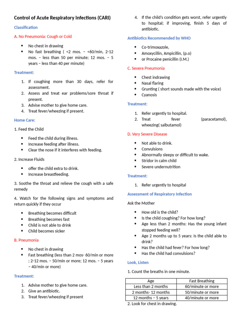 Control of Acute Respiratory Infections | PDF
