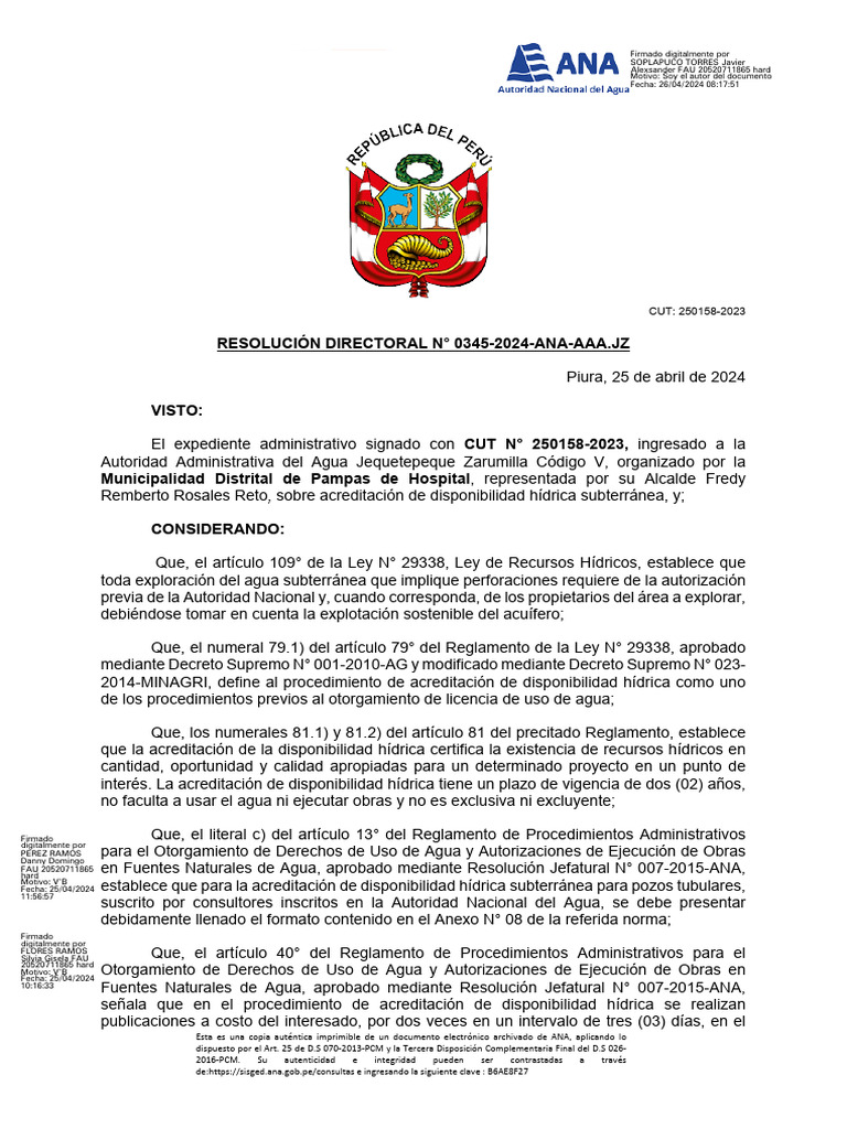Resolución Directoral #0345-2024 | PDF