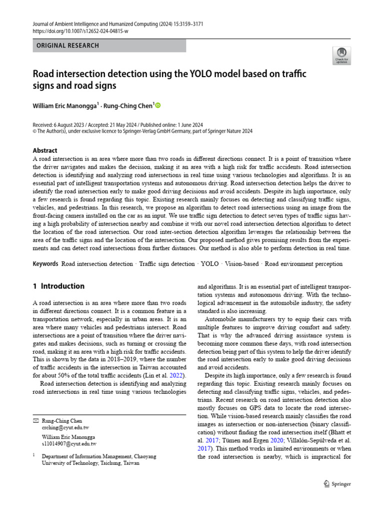 Road Intersection Detection Using The YOLO Model Based On Traffic Signs ...