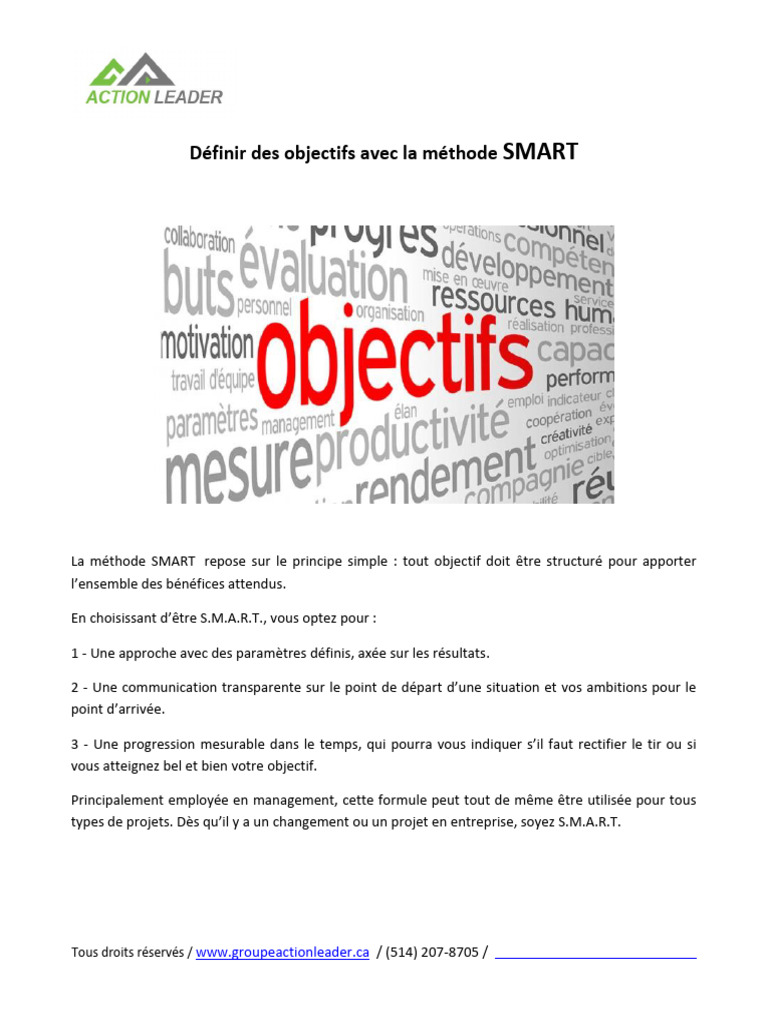 Définir Des Objectifs Avec La Méthode SMART | PDF
