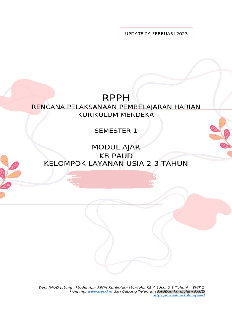 Kumer - RPPH - KB A - 2&3 Tahun - Smt1-Salin | PDF