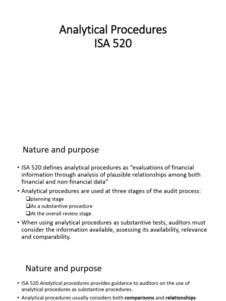Analytical Procedures - ISA 520 | PDF