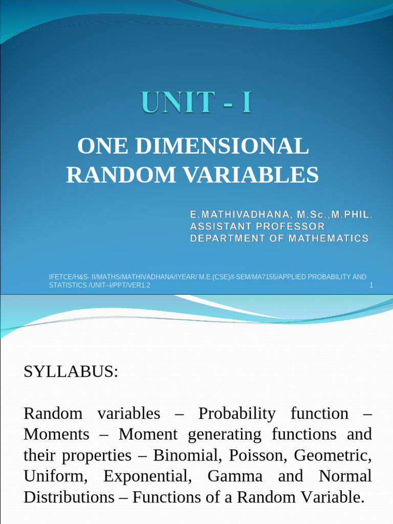 Unit - I RV | PDF