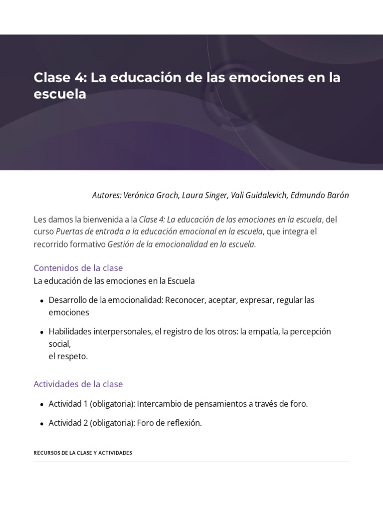 Clase 4 La Educacion de Las Emociones en La Escuela WvFAODNs | PDF ...