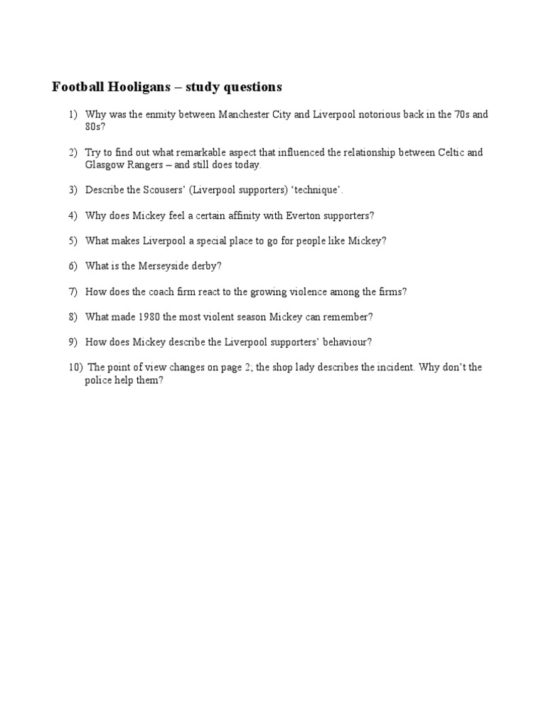 Football Hooliganism Study Guide | PDF