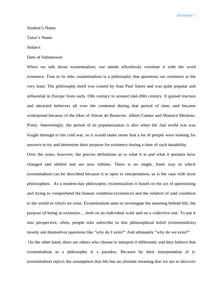 Existentialism and hamlet pdf existentialism existence