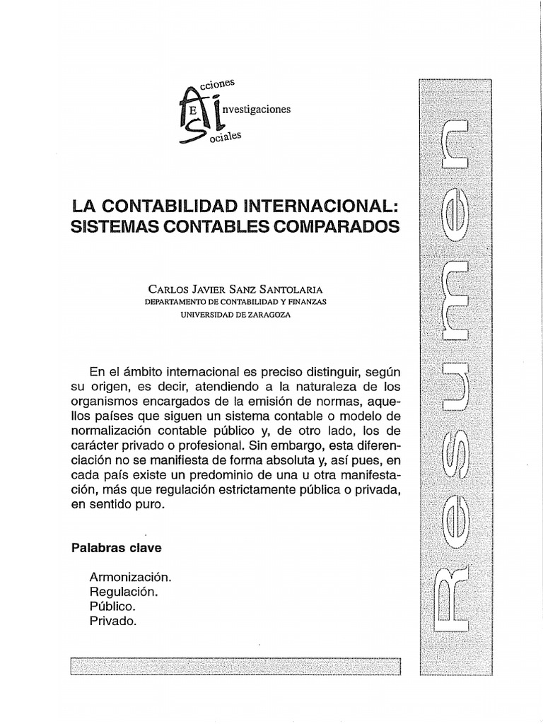 Contabilidad Internacional Y Los Sistemas Contables Comparados 1 Pdf
