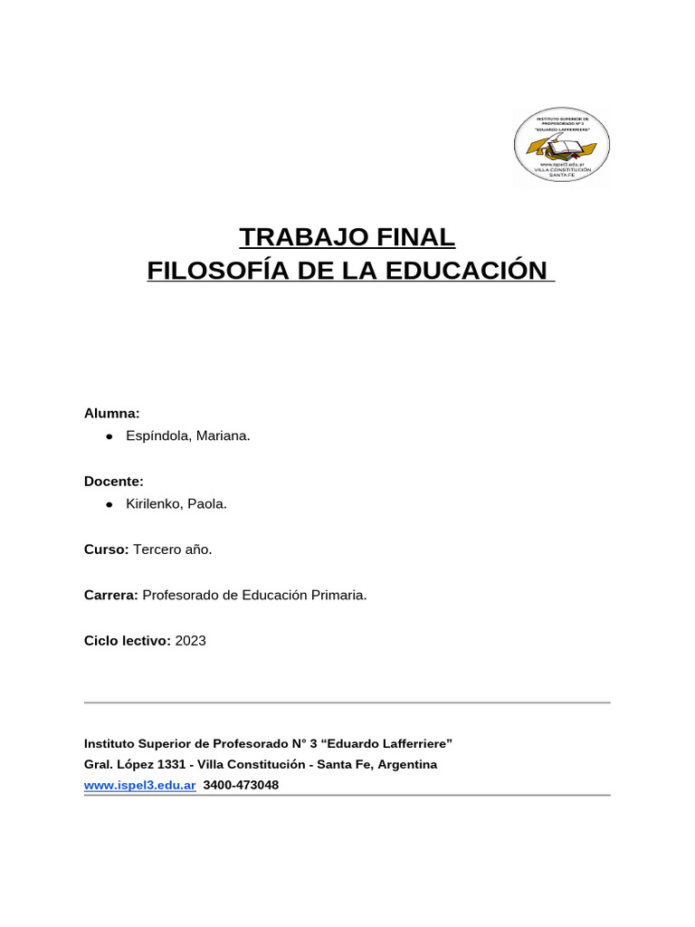 Monografia la filosof a en la escuela primaria pdf