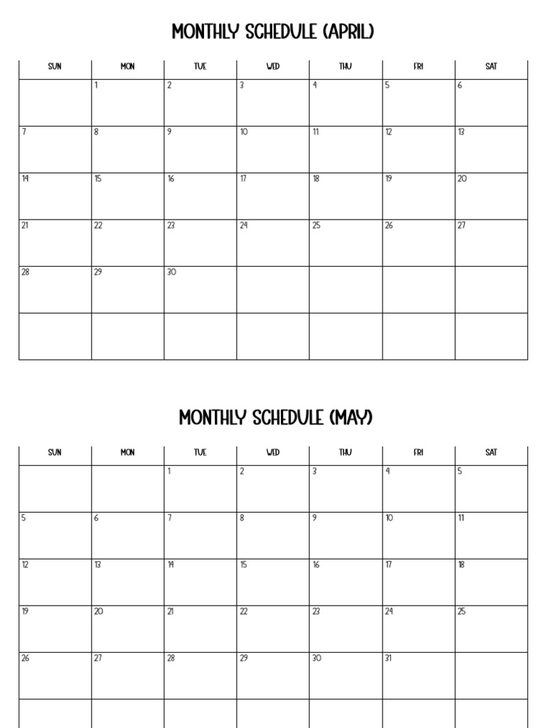 Monthly schedule planner pdf