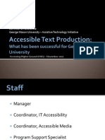 AHG 2011 - Accessible Text Production What Has Been Successful For George Mason University
