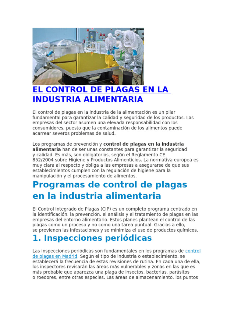 EL CONTROL DE PLAGAS EN LA INDUSTRIA ALIMENTARIA | PDF