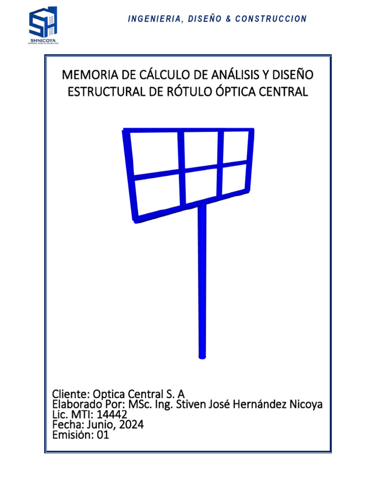 Memoria de Cálculo - Rótulo Optica Central | PDF