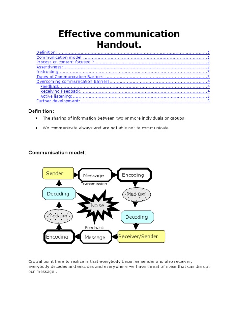 Effective Communication Handout PDF Communication Epistemology