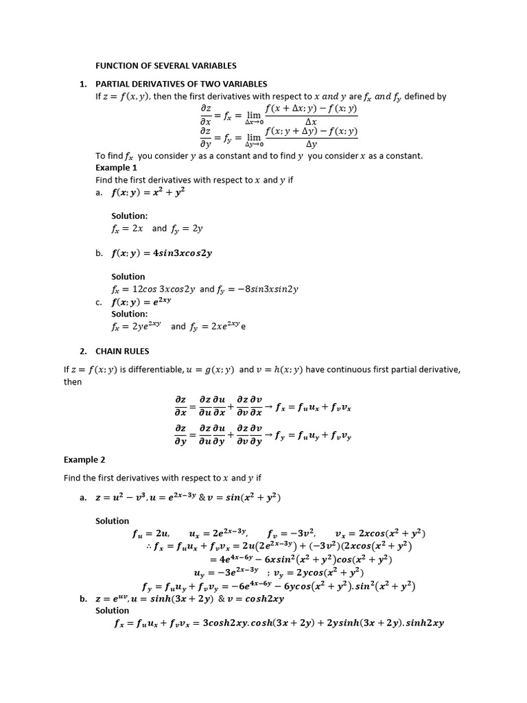Function of Several Variables (Lesson 1) | PDF