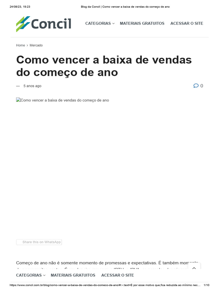 Blog Da Concil - Como Vencer A Baixa de Vendas Do Começo de Ano | PDF