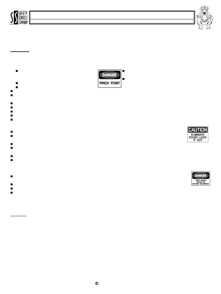 Safety topic 605 pinch points pdf