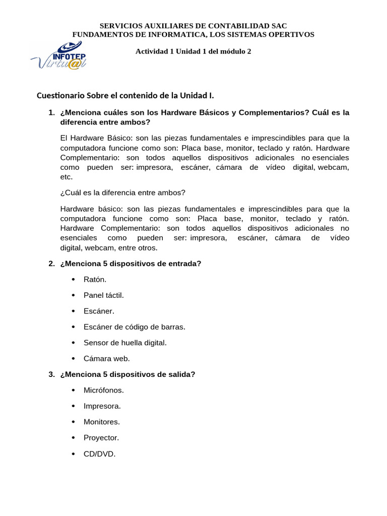 1 Unidad 1 Del Módulo 2 | PDF | Hardware de la computadora | Archivo de ...