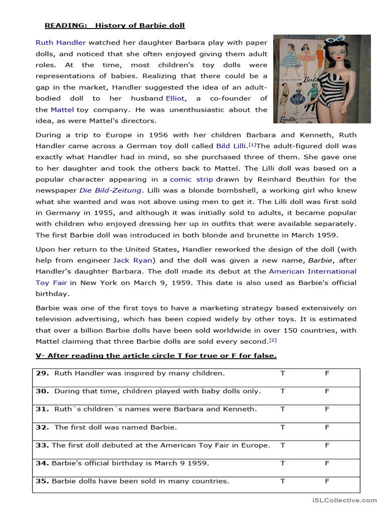 Barbie Doll History | PDF