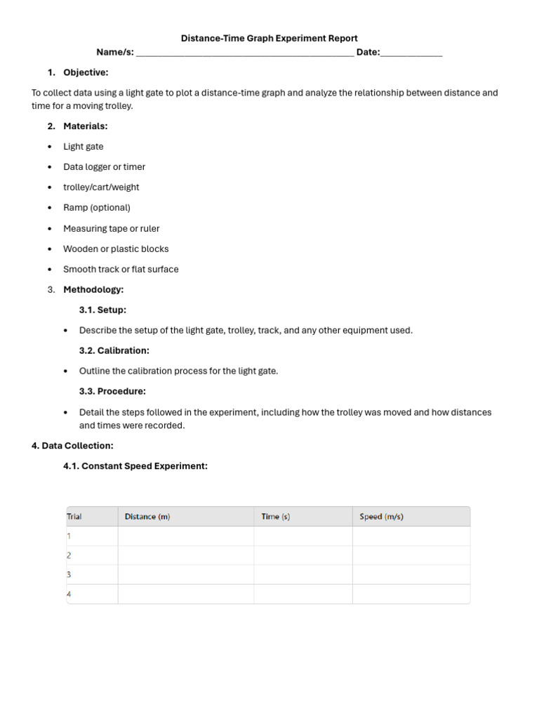 Distance Vs Time Practical Report | PDF