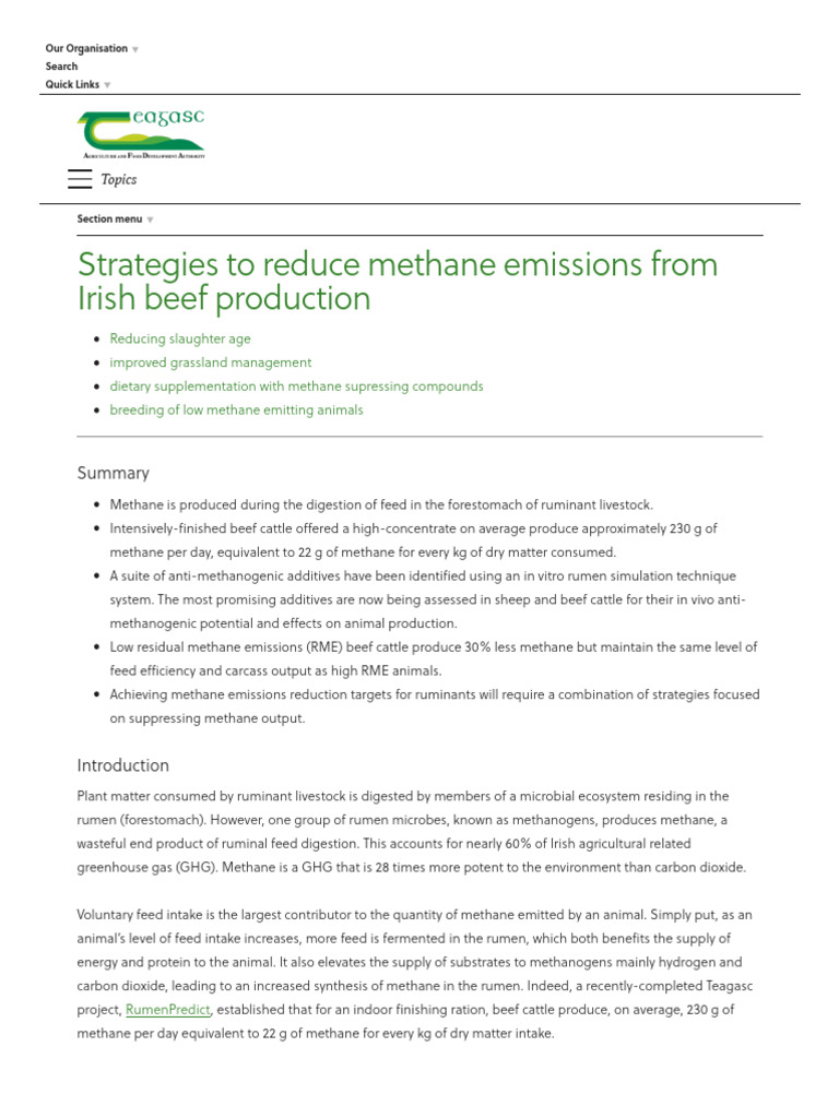 Strategies To Reduce Methane Emissions - Teagasc - Agriculture and Food ...