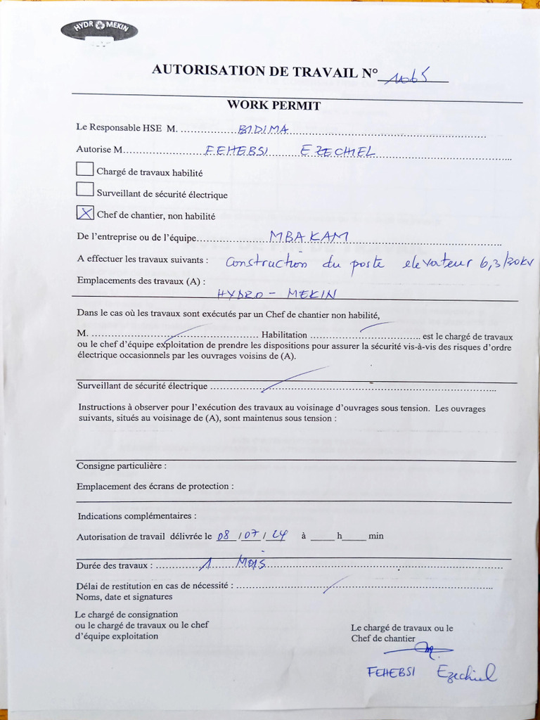 autorisation de travail PDF